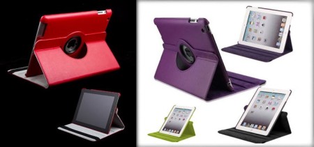 Leather iPad Case with 360 Rotating Stand, Stylus and Screen Protector