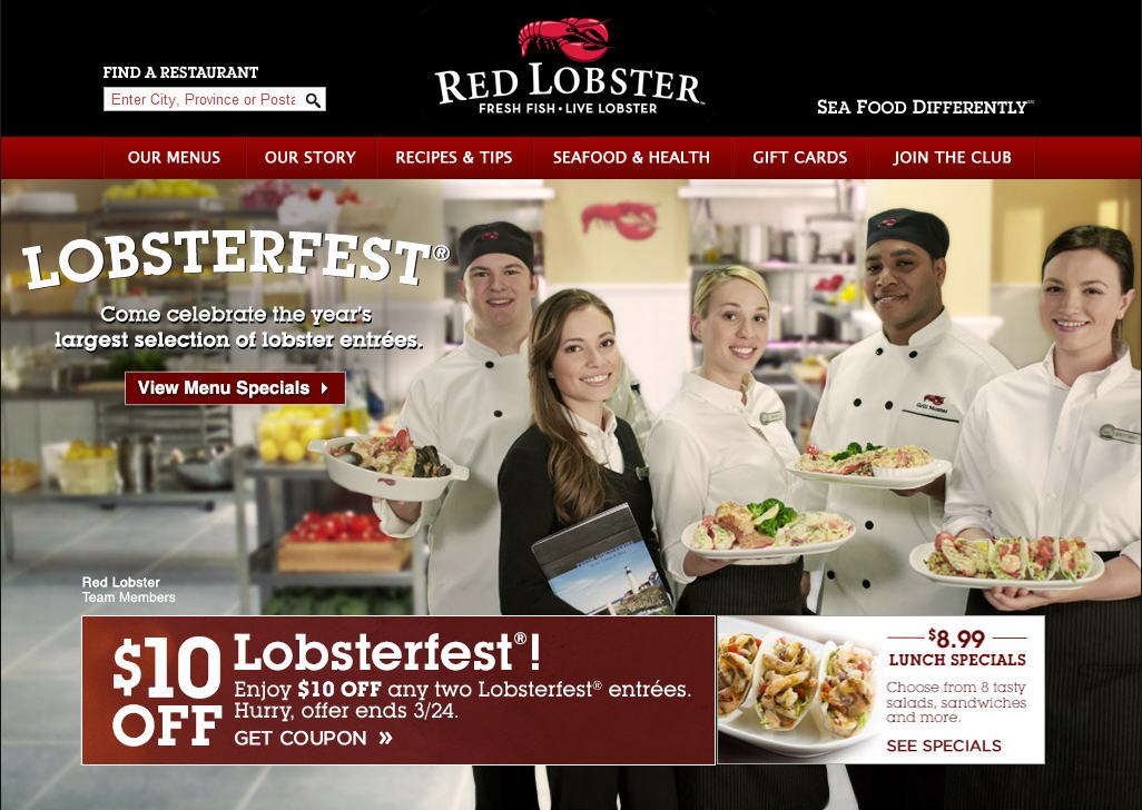 Red Lobster $10 Off Two Lobsterfest Entrees Coupon (Until Mar 24)