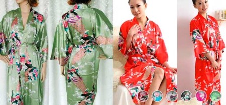 Japanese-Inspired Silk Kimono Robe