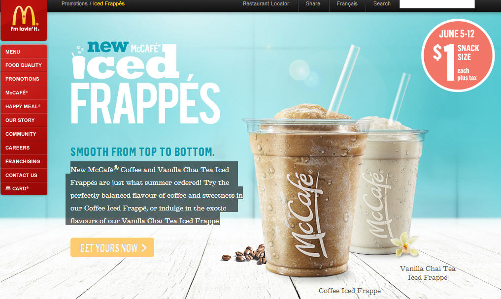 McDonald's Iced Frappes for $1 Snack Size (June 5-12)
