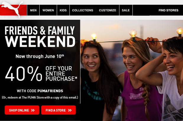 PUMA Friends & Family Sale - 40 Off Your Entire Purchase (June 7-10)