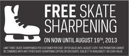 Sport Chek FREE Skate Sharpening (Until Aug 19)