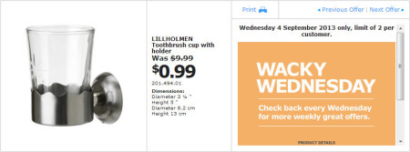 IKEA - Calgary Wacky Wednesday Deal of the Day (Sept 4) B