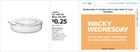 IKEA - Calgary Wacky Wednesday Deal of the Day (Oct 9) B