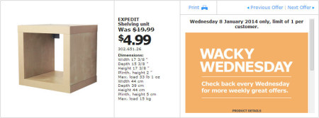 IKEA - Calgary Wacky Wednesday Deal of the Day (Jan 8) B