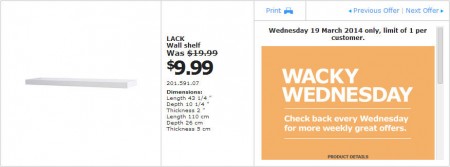 IKEA - Calgary Wacky Wednesday Deal of the Day (Mar 19) B