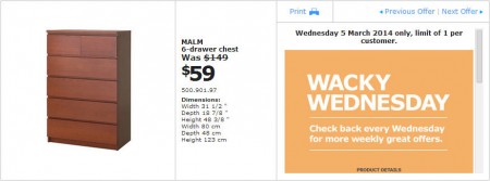 IKEA - Calgary Wacky Wednesday Deal of the Day (Mar 5) A
