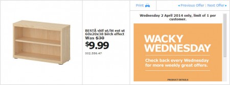 IKEA - Calgary Wacky Wednesday Deal of the Day (Apr 2) D