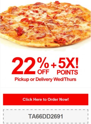 TasteAway 22 Off + 5X Points Pickup or Delivery Promo Code (Aug 6-7)