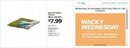 IKEA - Calgary Wacky Wednesday Deal of the Day (Dec 10) B