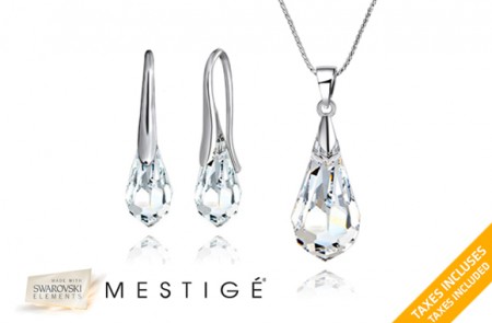 crystal drop necklace and earring set