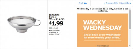 IKEA - Calgary Wacky Wednesday Deal of the Day (Dec 9) A