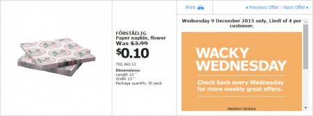 IKEA - Calgary Wacky Wednesday Deal of the Day (Dec 9) C