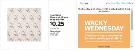IKEA - Calgary Wacky Wednesday Deal of the Day (Feb 24) C