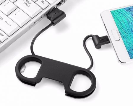 Multifunctional Android or iOS Charging Cable Keychain with Bottle Opener